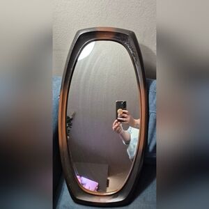 MCM Syroco Wall Mirror Two Toned Brown Wooden Frame